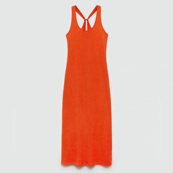 Mango orange cross back knitted dress NWT - Picture 2 of 5